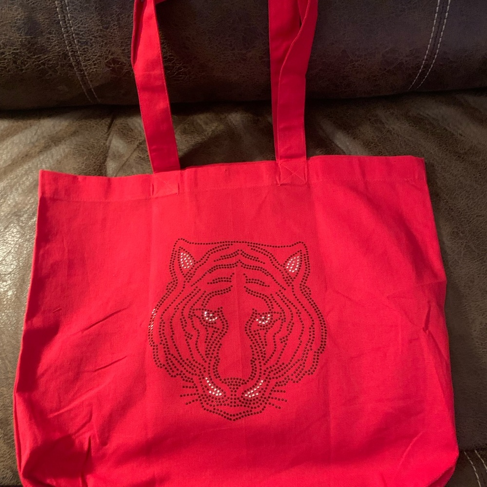 Red Tote Bag with Tiger Design